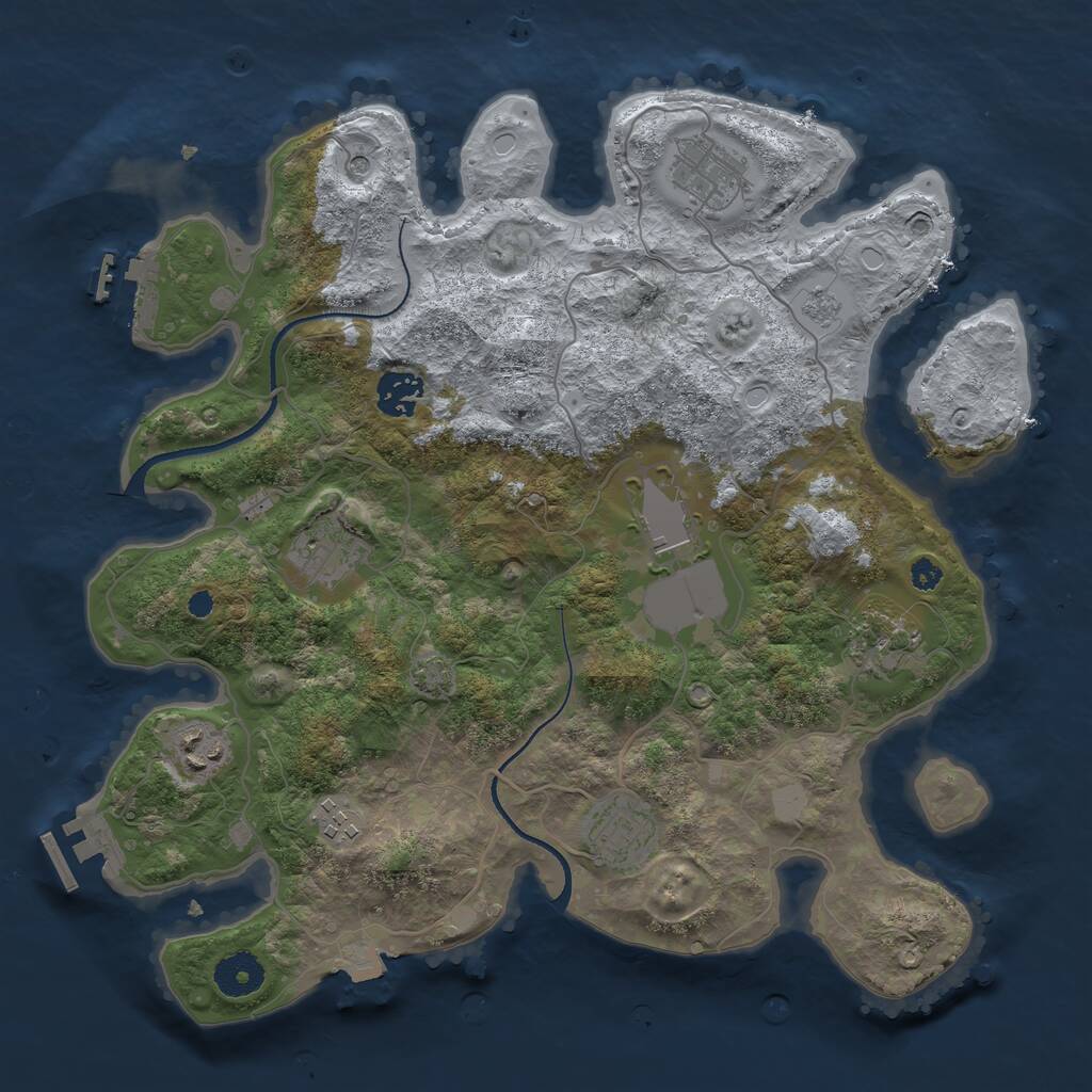 Rust Map: Procedural Map, Size: 3500, Seed: 2126226141, 14 Monuments