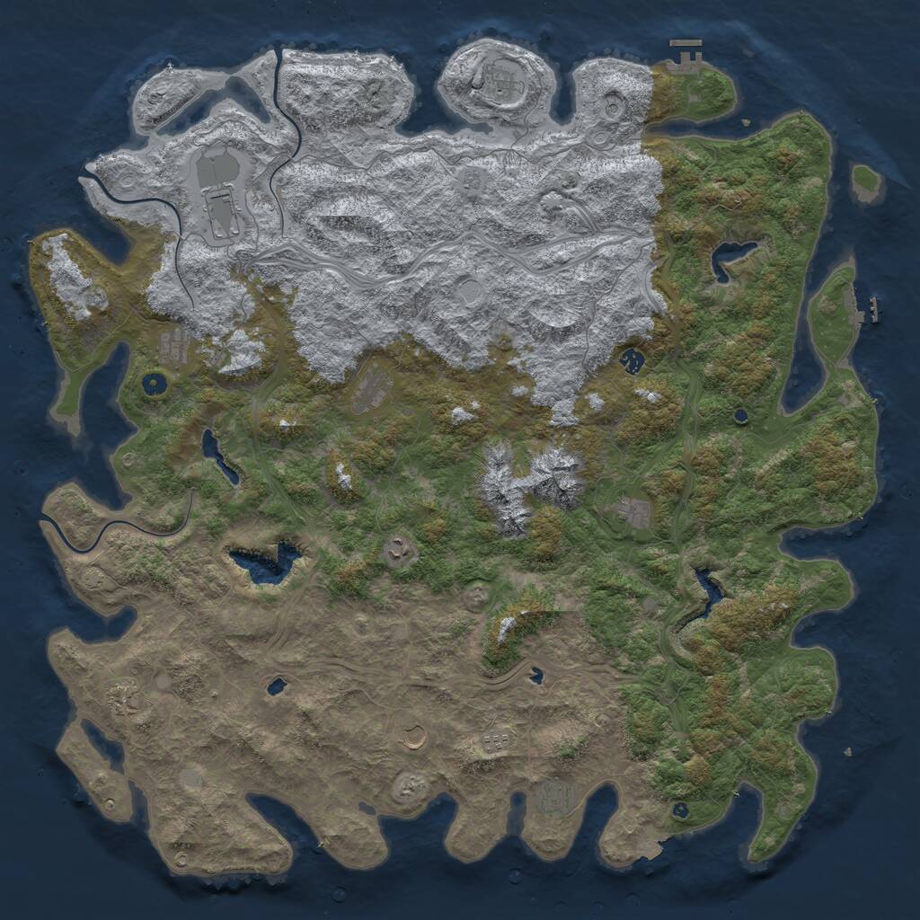 Rust Map: Procedural Map, Size: 5800, Seed: 1040175564, 17 Monuments