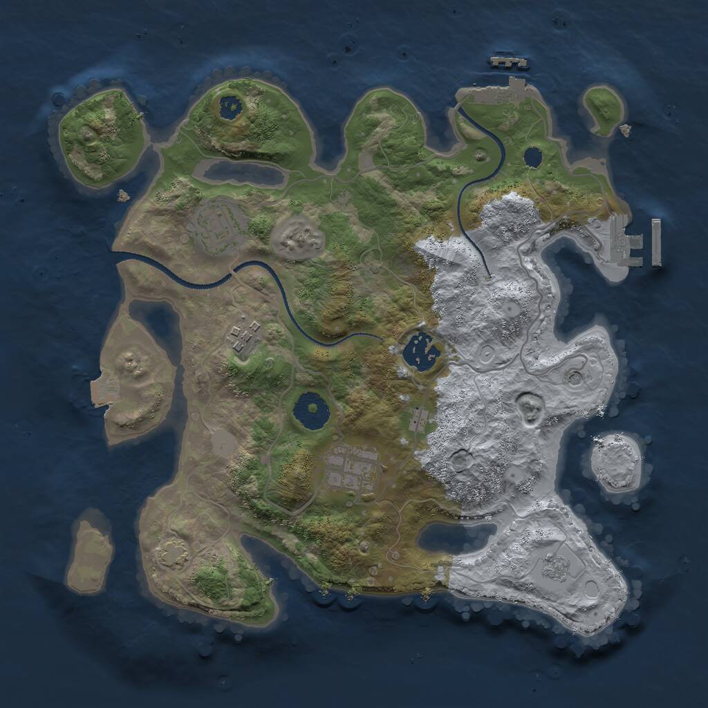 Rust Map: Procedural Map, Size: 3000, Seed: 7814, 10 Monuments