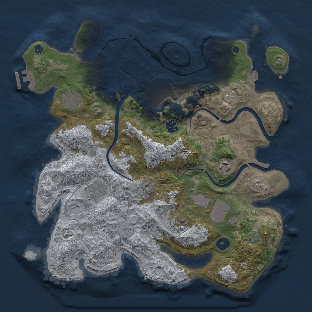 Rust Map: Procedural Map, Size: 3700, Seed: 128011756, 13 Monuments