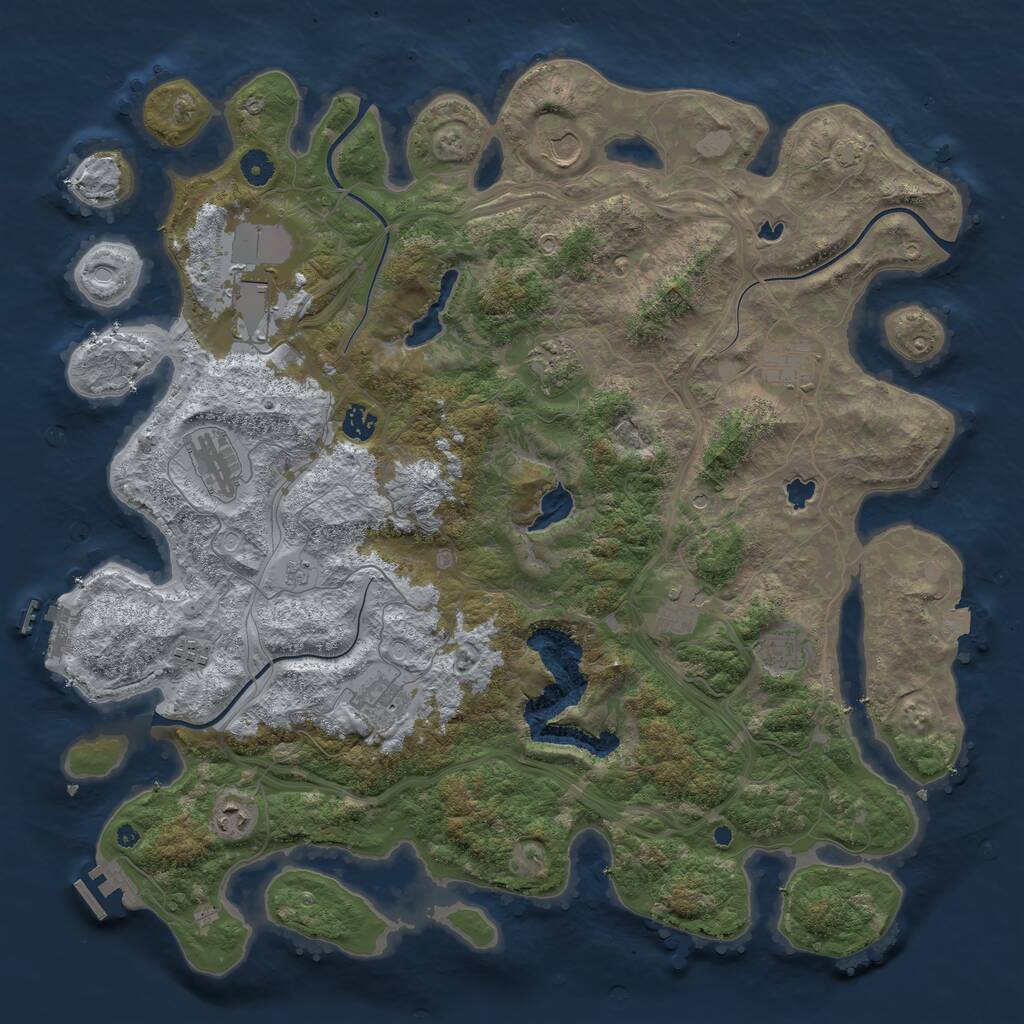 Rust Map: Procedural Map, Size: 4500, Seed: 5491024, 17 Monuments