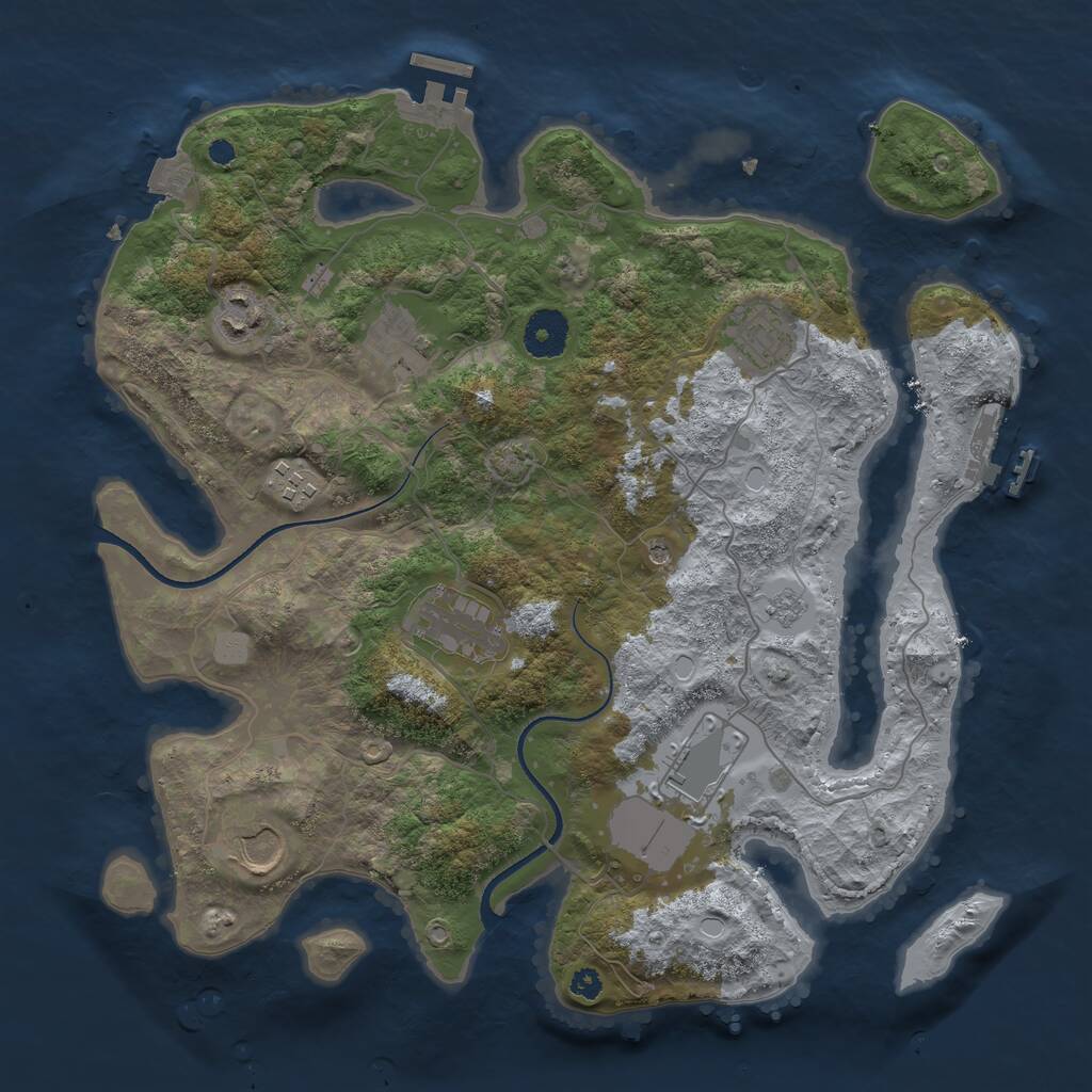 Rust Map: Procedural Map, Size: 3500, Seed: 2015878778, 13 Monuments