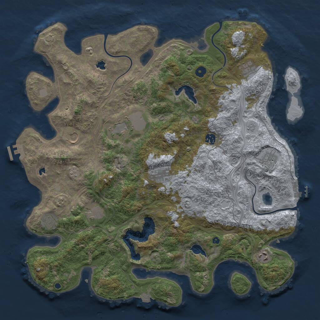 Rust Map: Procedural Map, Size: 4500, Seed: 273745058, 16 Monuments