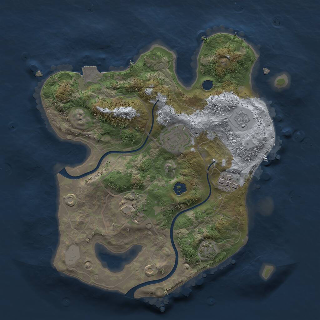 Rust Map: Procedural Map, Size: 2500, Seed: 361486151, 6 Monuments