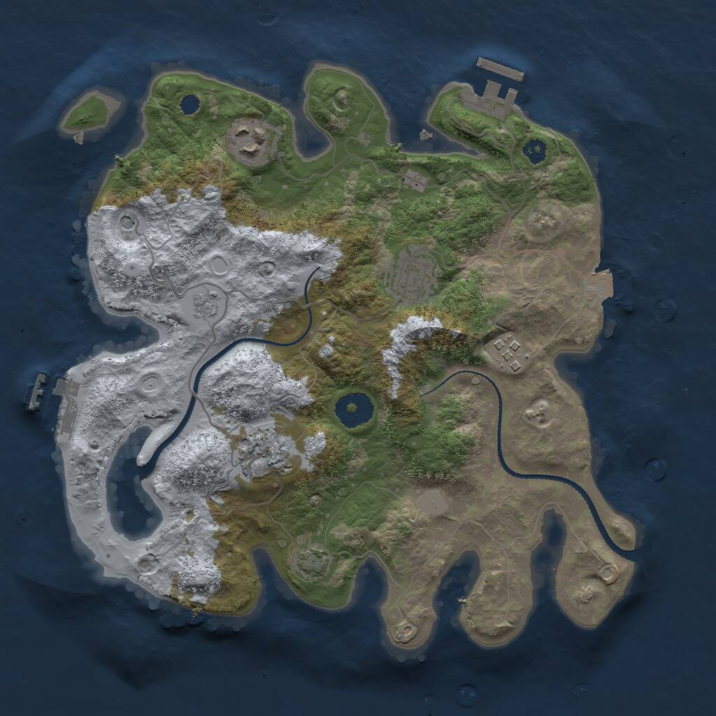 Rust Map: Procedural Map, Size: 3000, Seed: 35150, 10 Monuments