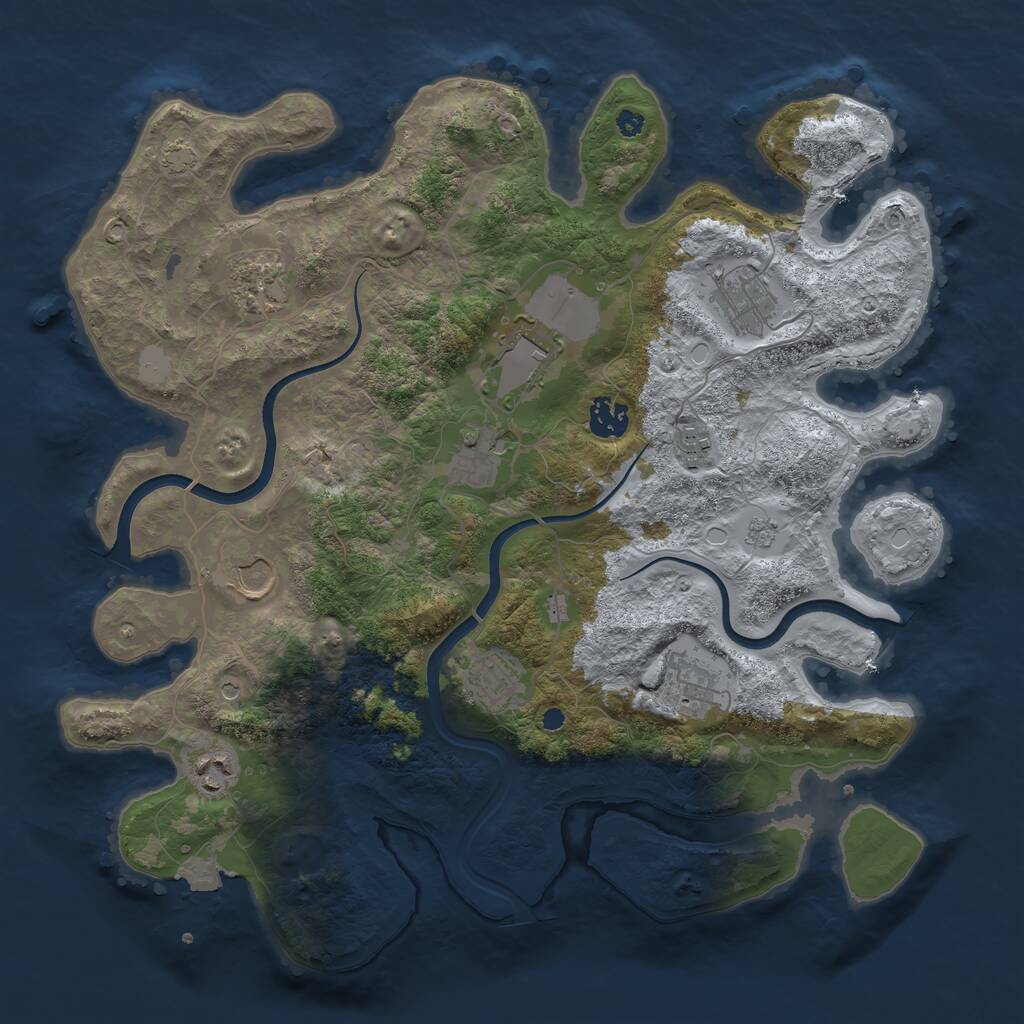 Rust Map: Procedural Map, Size: 3750, Seed: 1262523187, 14 Monuments