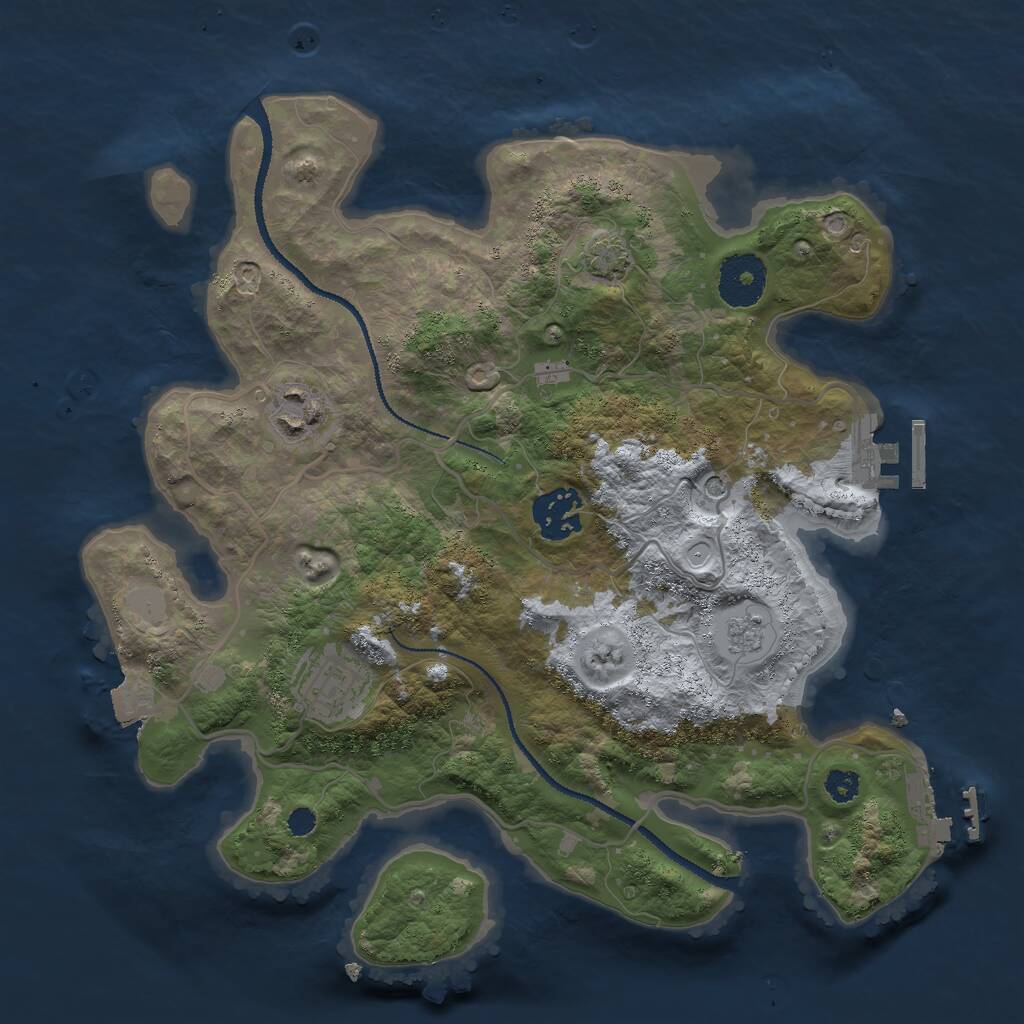 Rust Map: Procedural Map, Size: 3000, Seed: 349312254, 9 Monuments