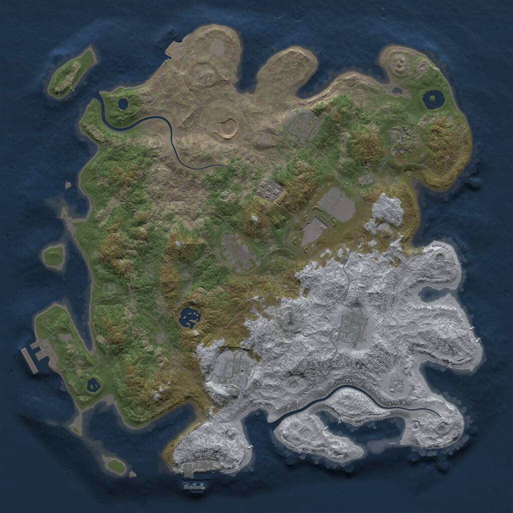 Rust Map: Procedural Map, Size: 3750, Seed: 1867603213, 15 Monuments