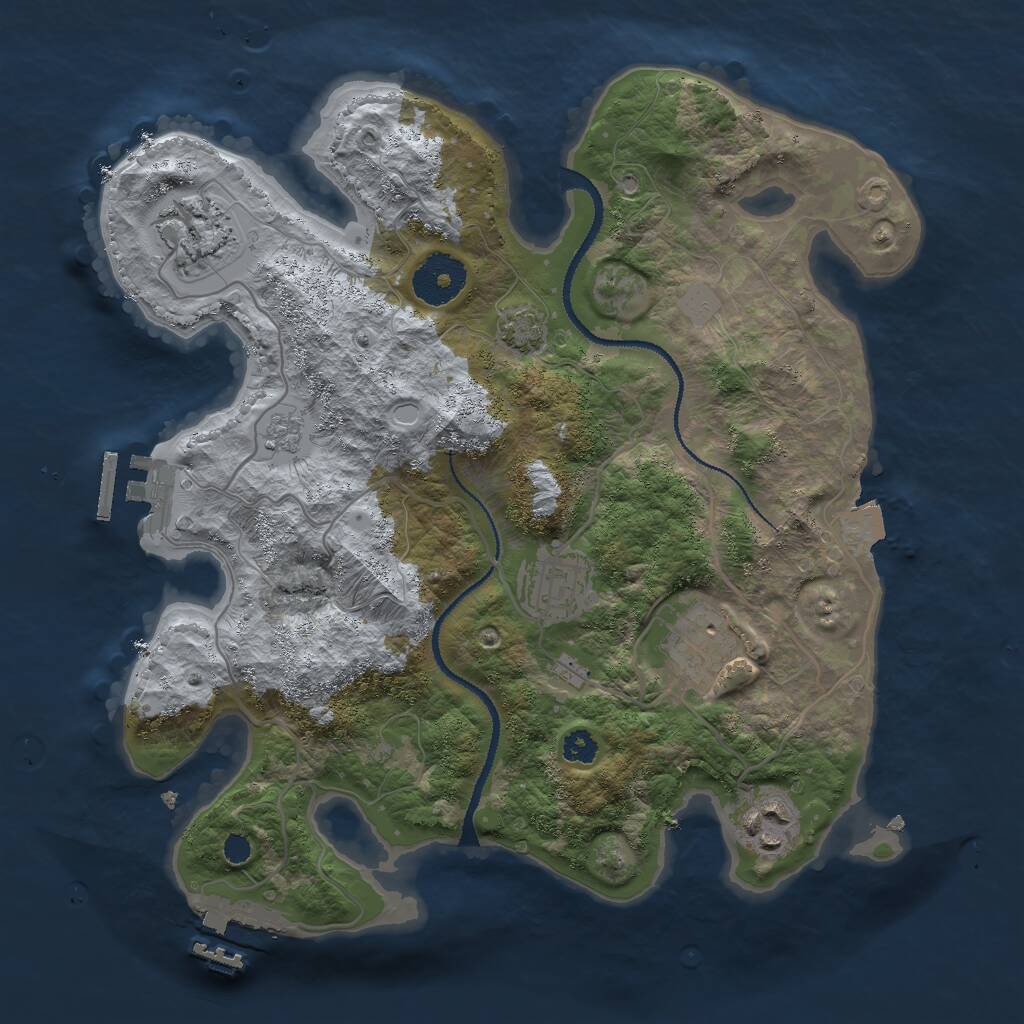 Rust Map: Procedural Map, Size: 3000, Seed: 1750867598, 9 Monuments