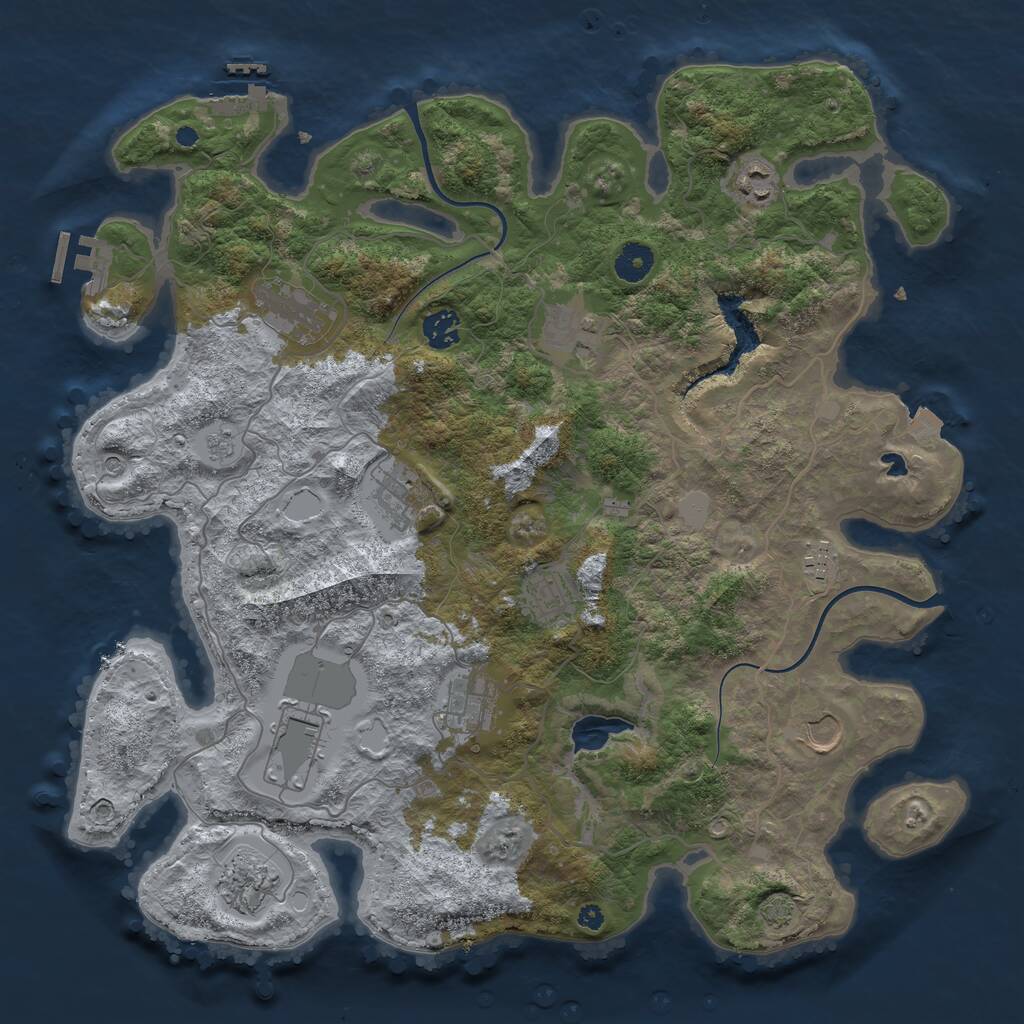 Rust Map: Procedural Map, Size: 4000, Seed: 1833170266, 17 Monuments