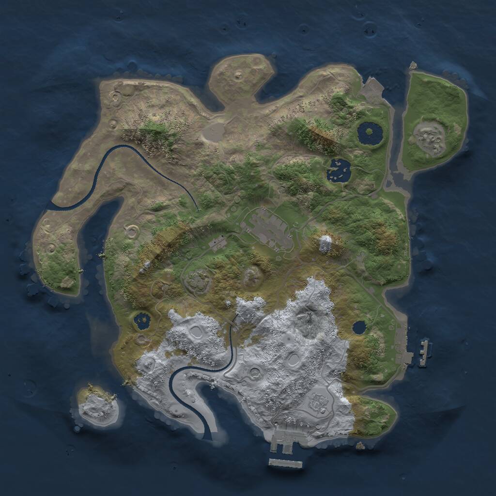 Rust Map: Procedural Map, Size: 3000, Seed: 2136444616, 8 Monuments