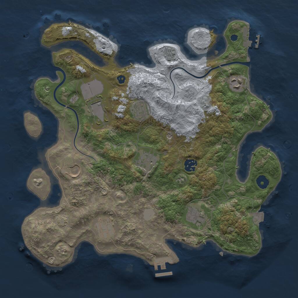 Rust Map: Procedural Map, Size: 3500, Seed: 2062932975, 15 Monuments