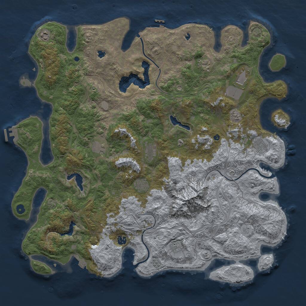 Rust Map: Procedural Map, Size: 5000, Seed: 30984555, 16 Monuments