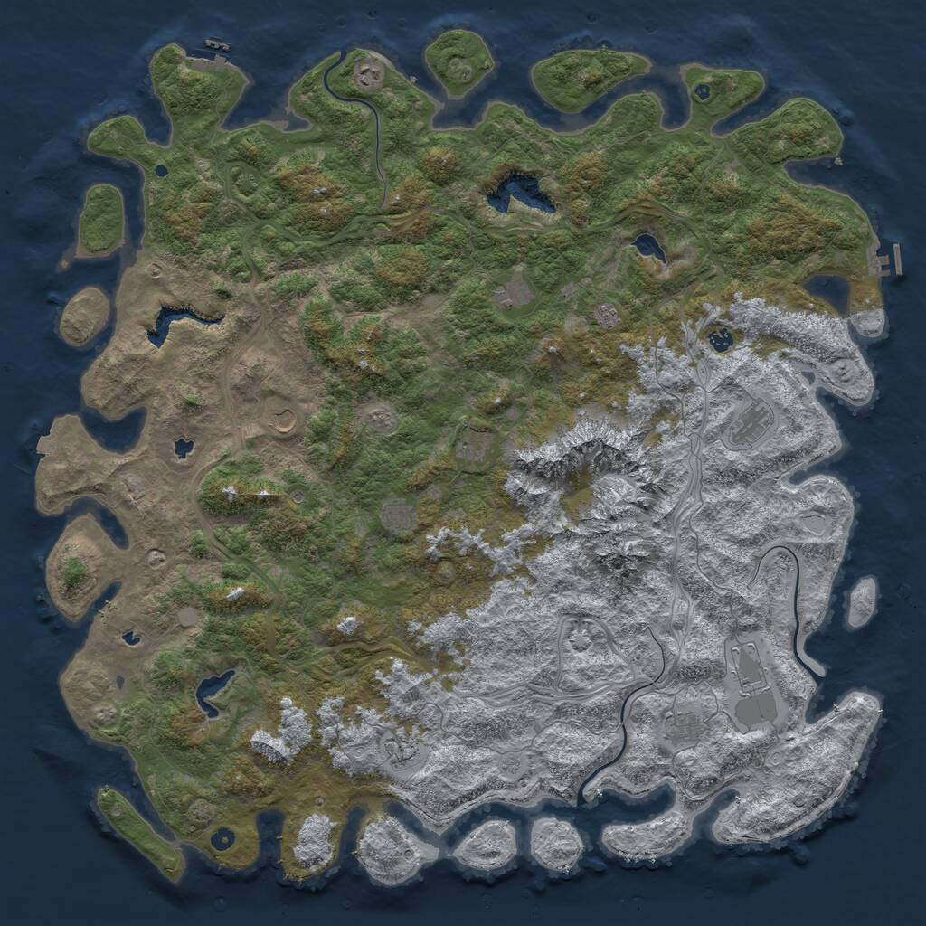 Rust Map: Procedural Map, Size: 6000, Seed: 955216, 17 Monuments