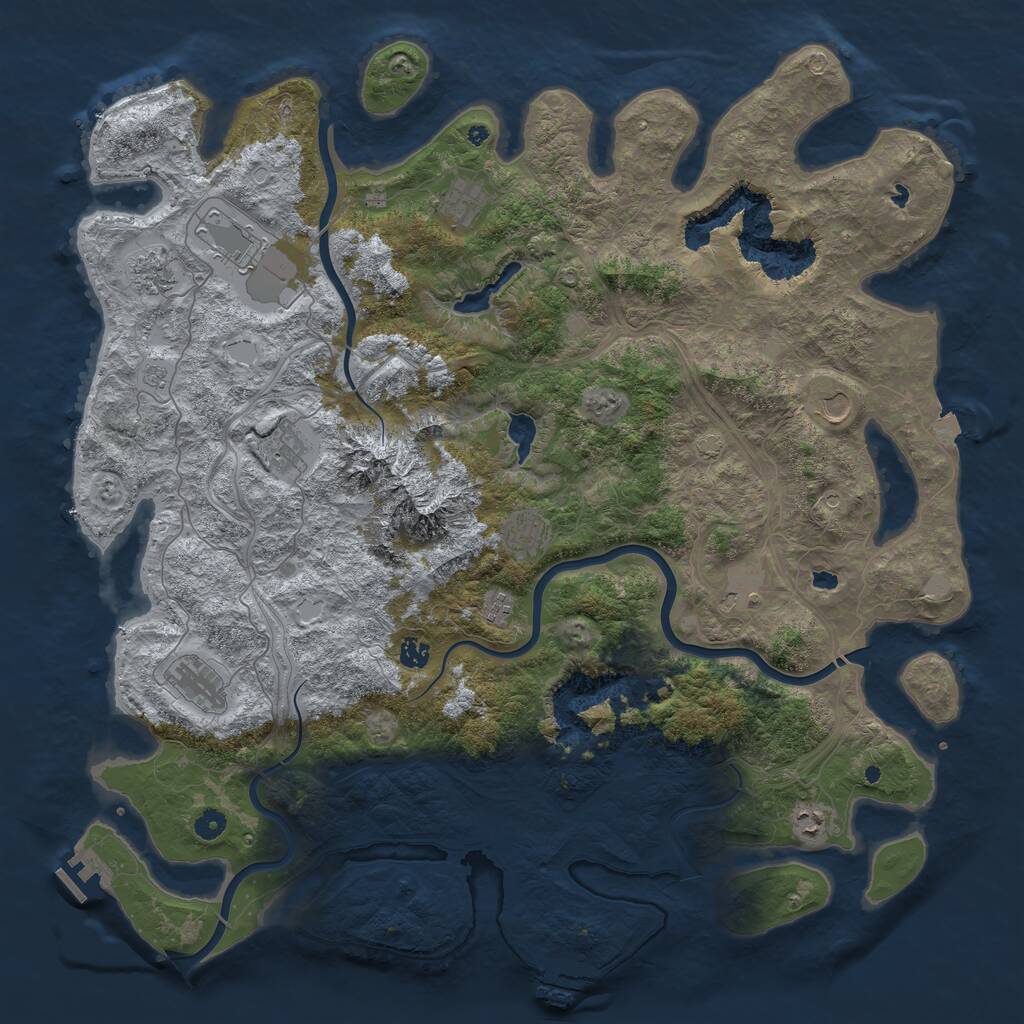 Rust Map: Procedural Map, Size: 5000, Seed: 2983409, 17 Monuments