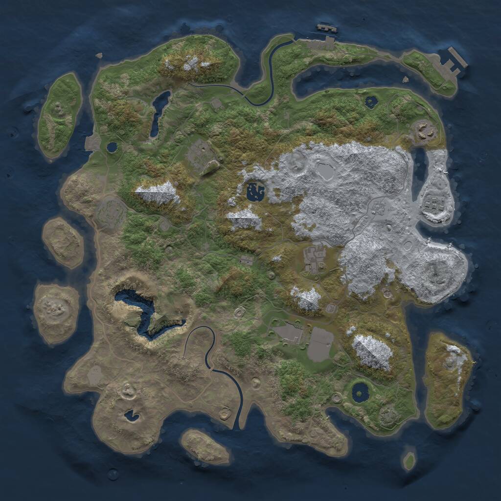 Rust Map: Procedural Map, Size: 4000, Seed: 550333, 13 Monuments