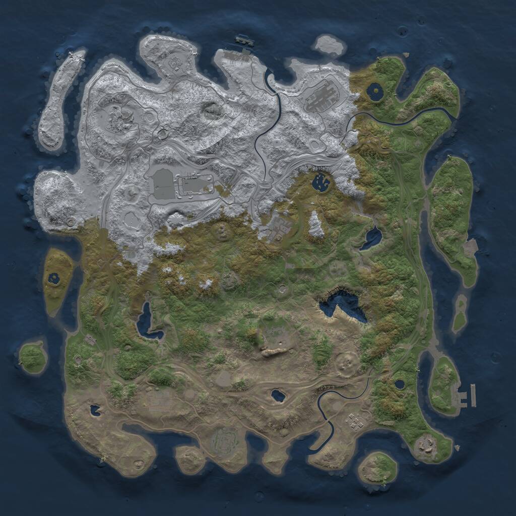 Rust Map: Procedural Map, Size: 4500, Seed: 655, 16 Monuments