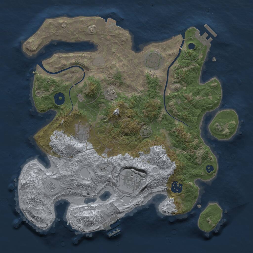 Rust Map: Procedural Map, Size: 3210, Seed: 350800, 11 Monuments