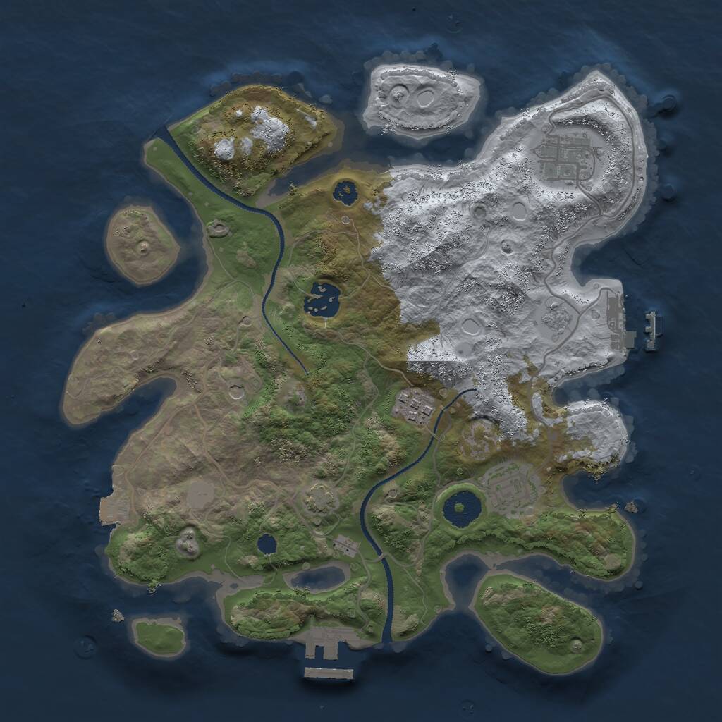 Rust Map: Procedural Map, Size: 3000, Seed: 1627427383, 10 Monuments