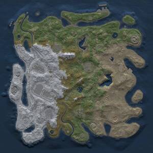 Thumbnail Rust Map: Procedural Map, Size: 4000, Seed: 1273486808, 16 Monuments