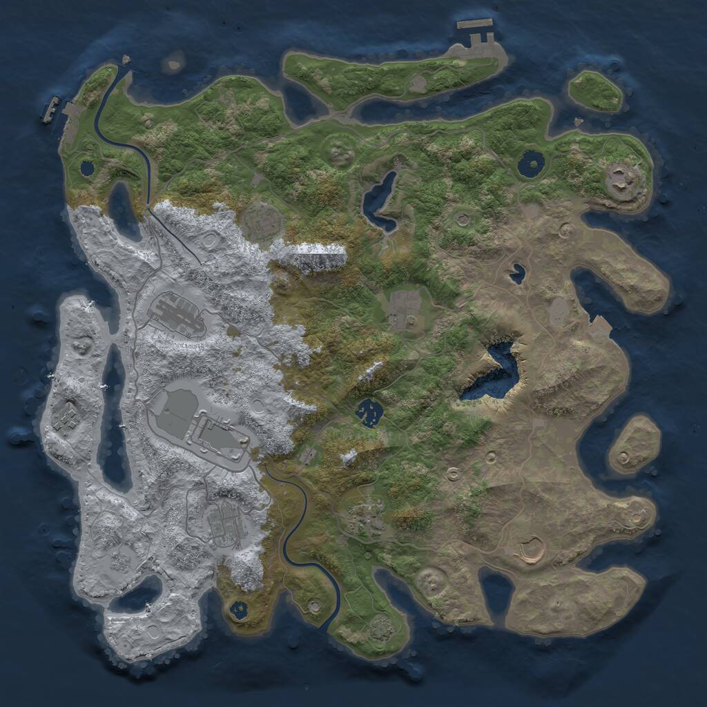 Rust Map: Procedural Map, Size: 4000, Seed: 1273486808, 16 Monuments