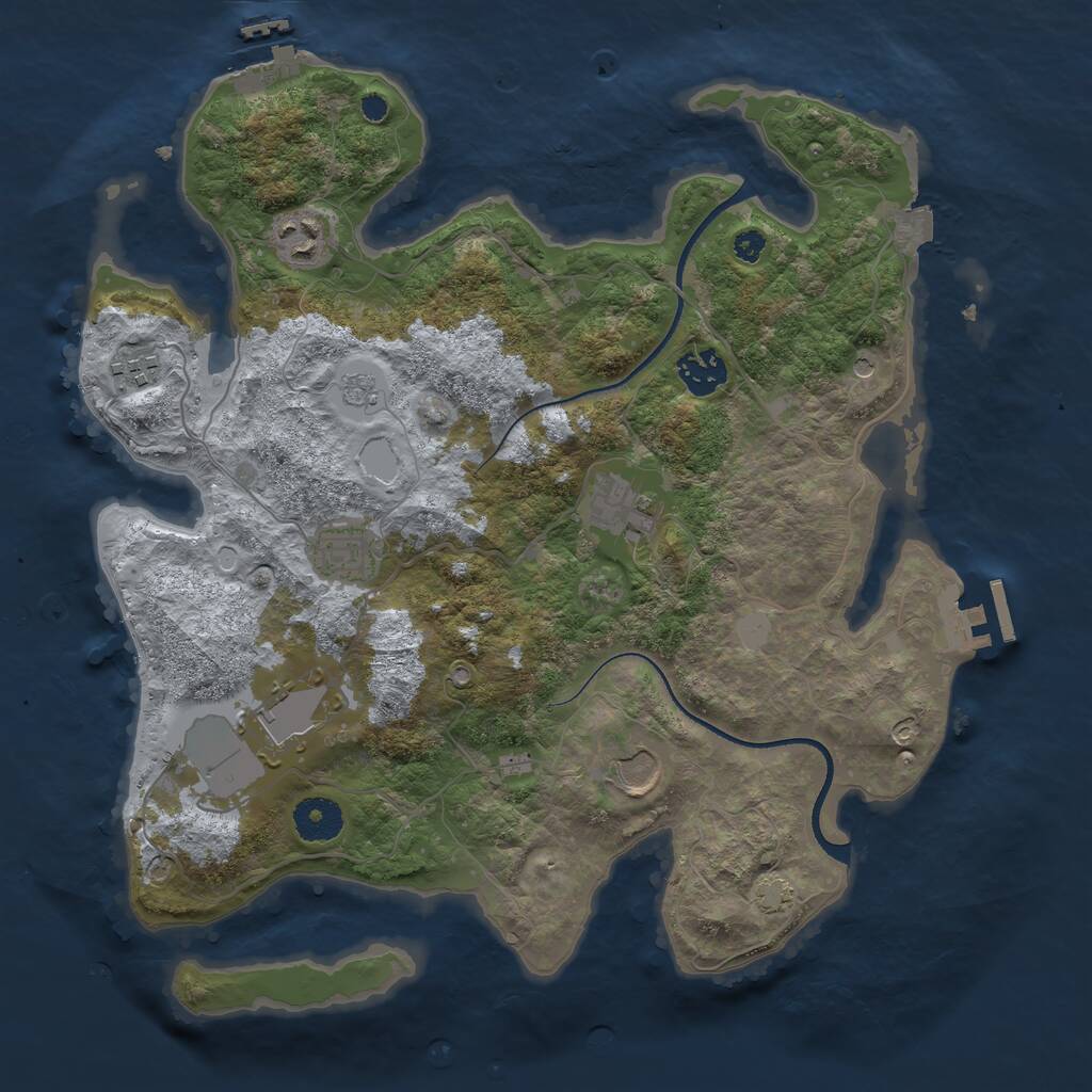 Rust Map: Procedural Map, Size: 3500, Seed: 737535052, 13 Monuments