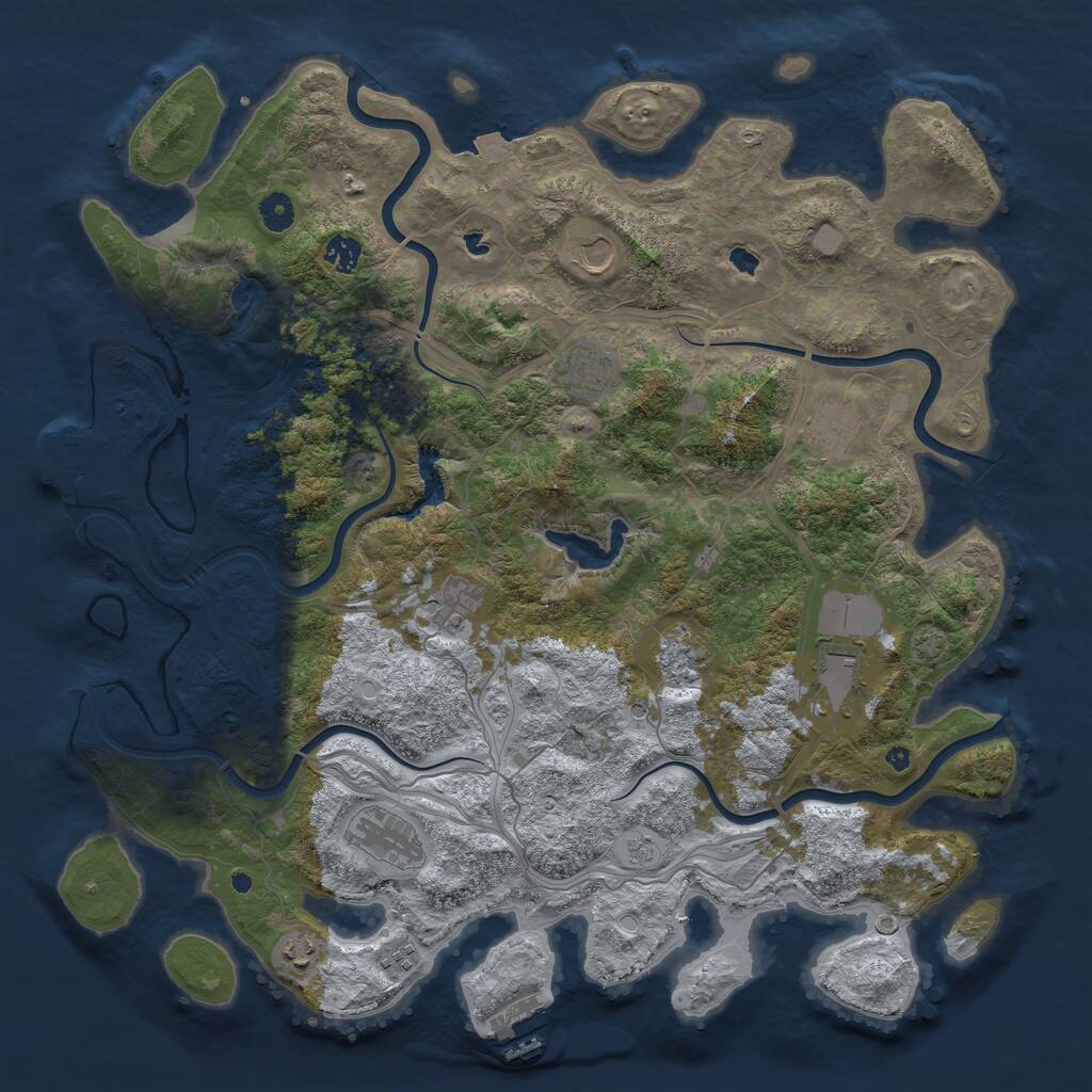 Rust Map: Procedural Map, Size: 4500, Seed: 72936005, 16 Monuments