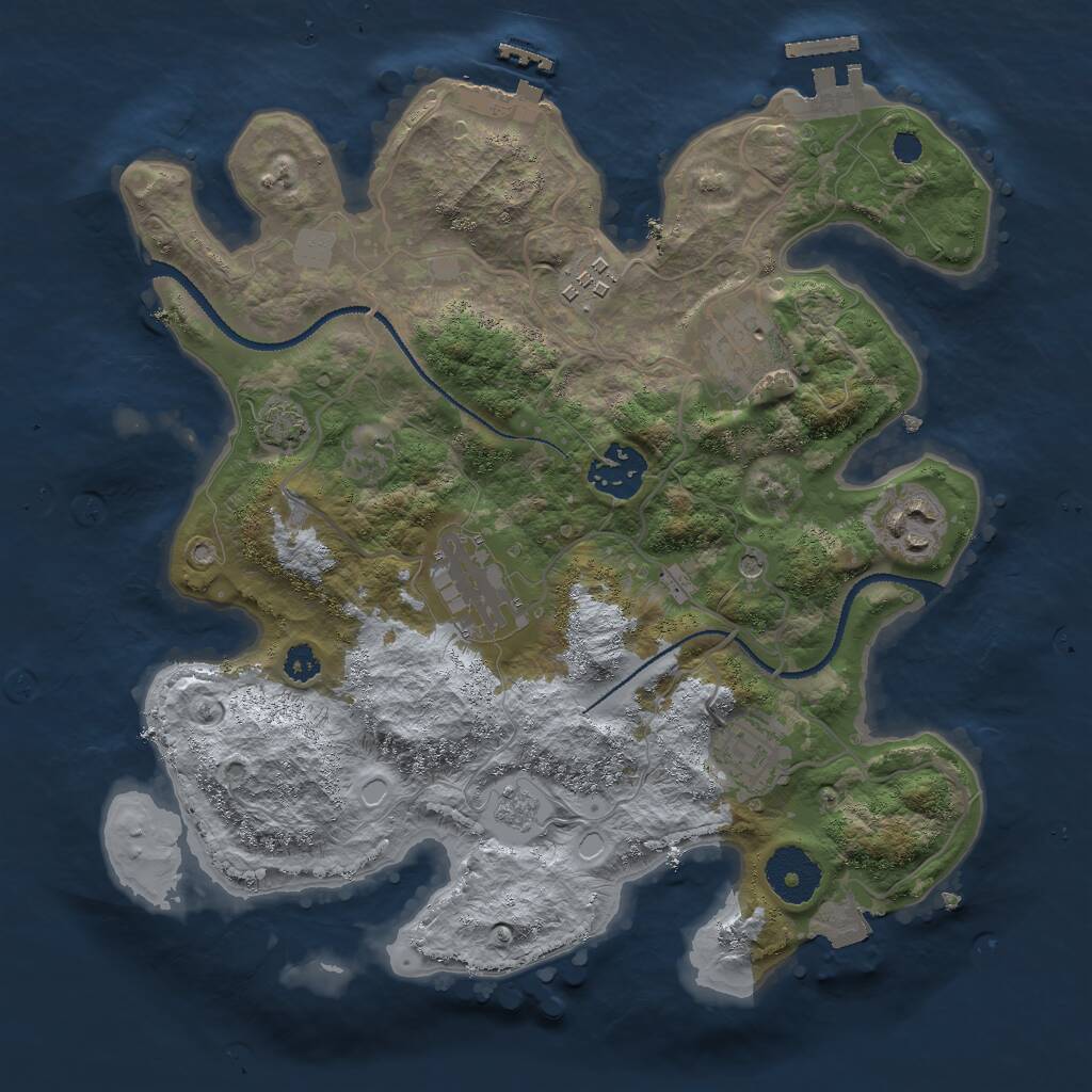 Rust Map: Procedural Map, Size: 3000, Seed: 131355503, 12 Monuments