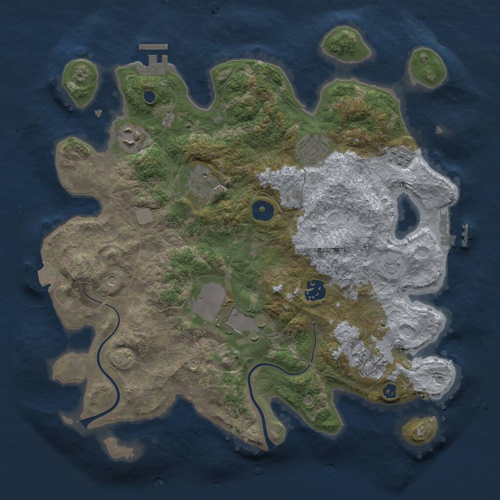 Rust Map: Procedural Map, Size: 3500, Seed: 313376669, 13 Monuments