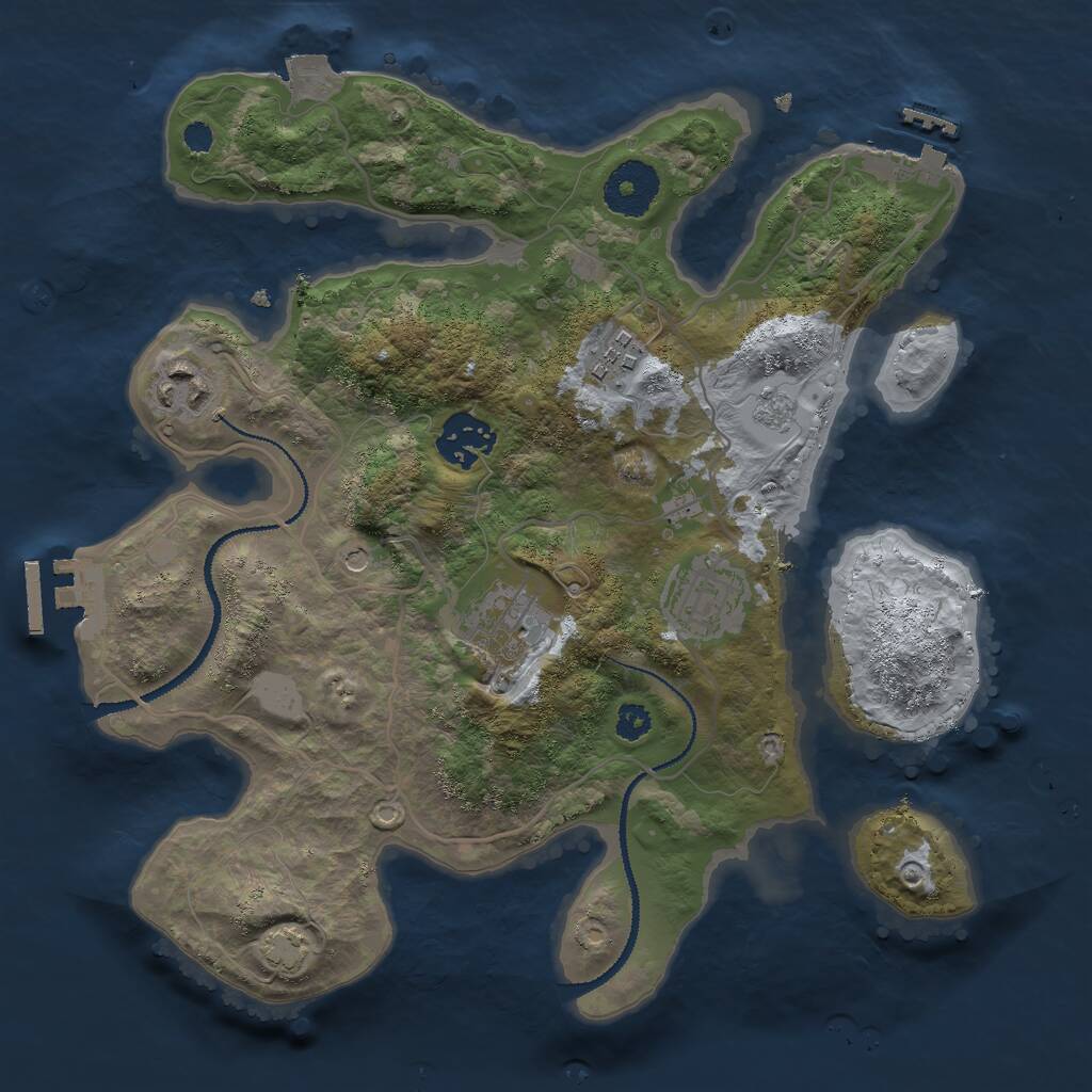 Rust Map: Procedural Map, Size: 3000, Seed: 762680567, 11 Monuments