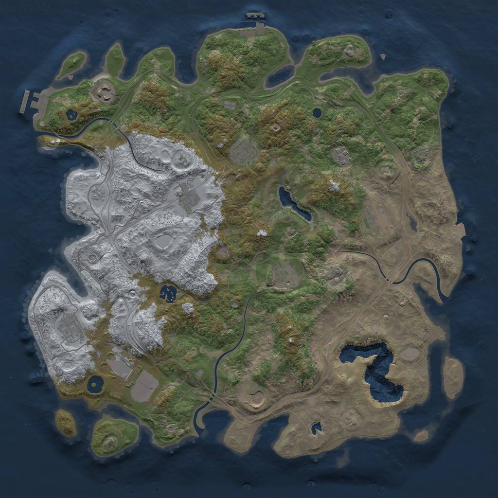 Rust Map: Procedural Map, Size: 4300, Seed: 593988783, 16 Monuments