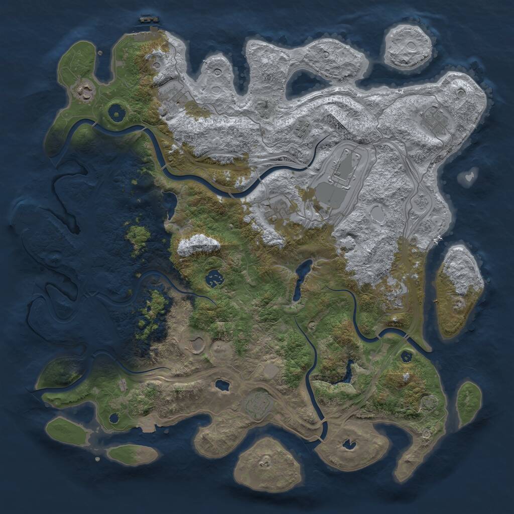 Rust Map: Procedural Map, Size: 4500, Seed: 201387371, 16 Monuments