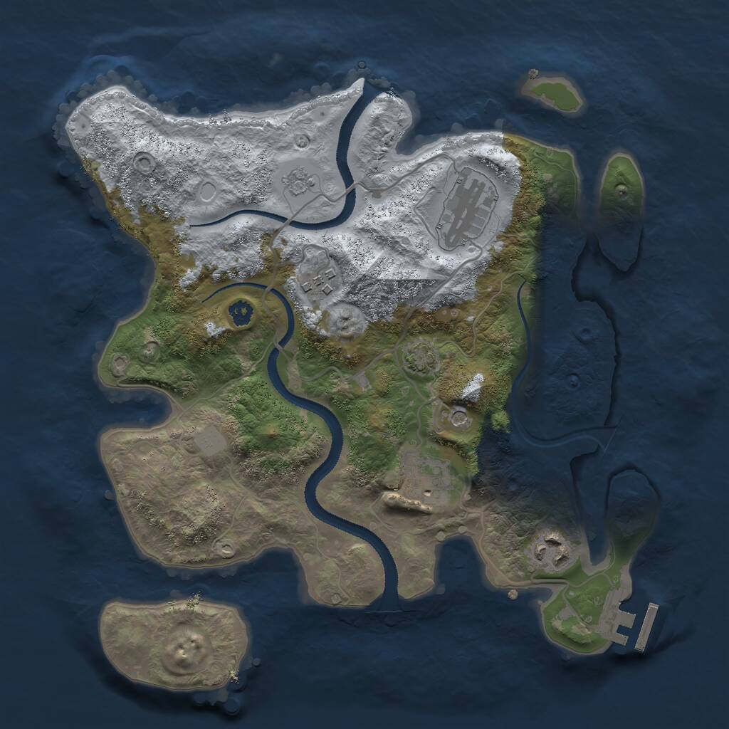 Rust Map: Procedural Map, Size: 3000, Seed: 1047380711, 9 Monuments