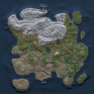 Thumbnail Rust Map: Procedural Map, Size: 3300, Seed: 1047380711, 11 Monuments