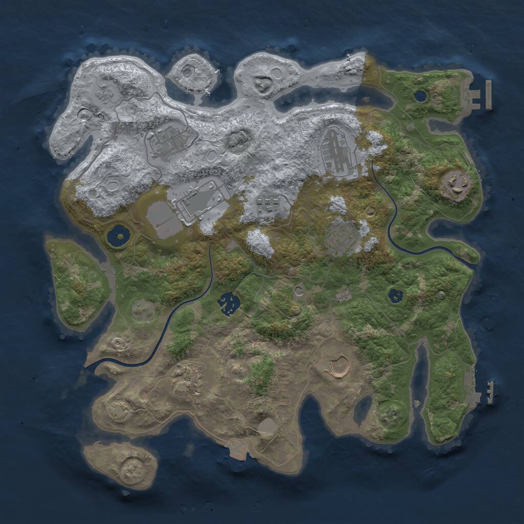 Rust Map: Procedural Map, Size: 3600, Seed: 805067243, 15 Monuments