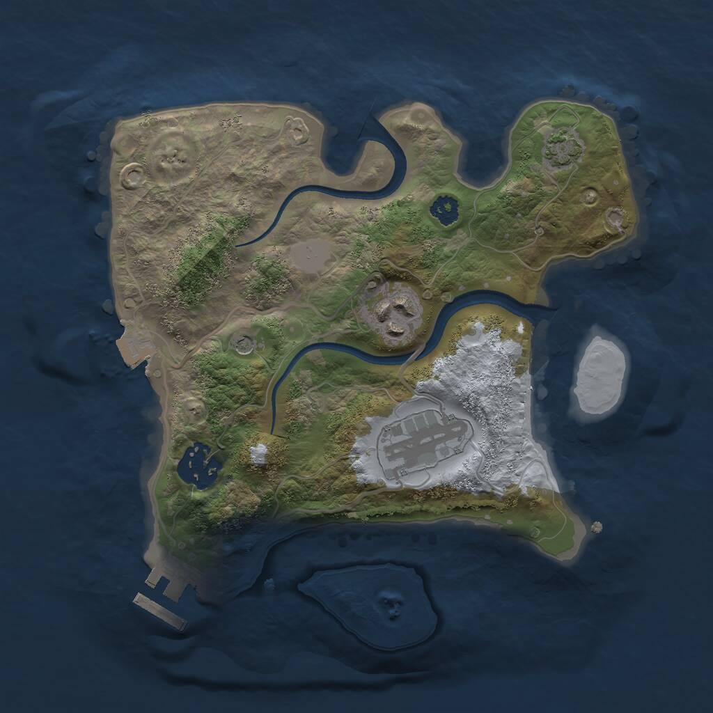 Rust Map: Procedural Map, Size: 2500, Seed: 350934420, 7 Monuments