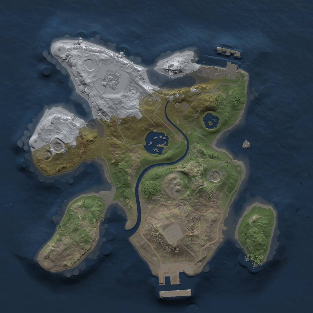 Rust Map: Procedural Map, Size: 2000, Seed: 1036427191, 6 Monuments