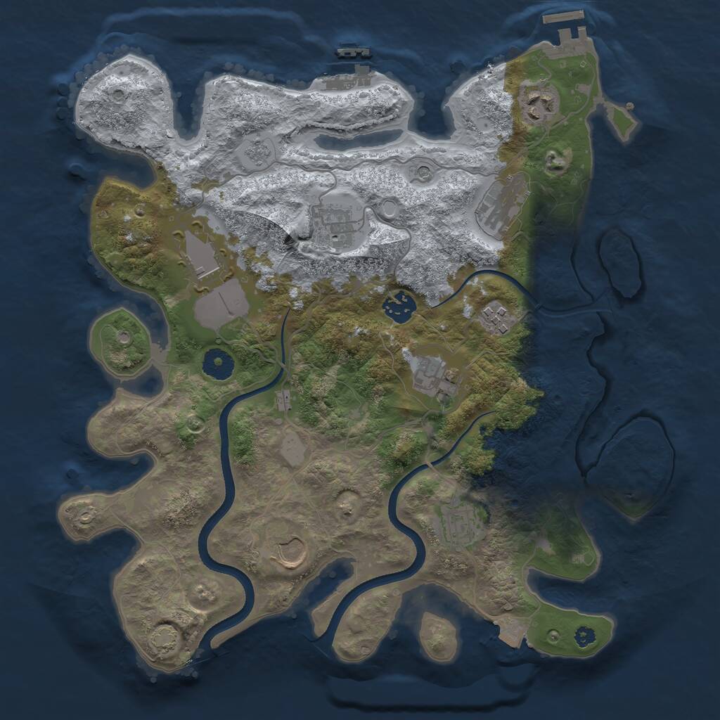 Rust Map: Procedural Map, Size: 3500, Seed: 661762119, 15 Monuments