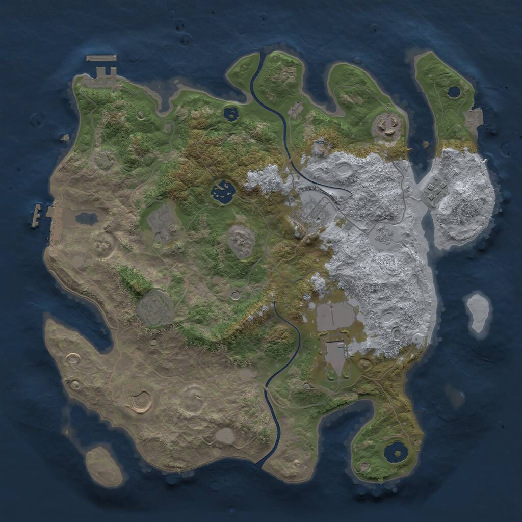 Rust Map: Procedural Map, Size: 3500, Seed: 834188413, 14 Monuments