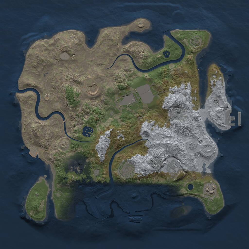 Rust Map: Procedural Map, Size: 3500, Seed: 733801269, 14 Monuments