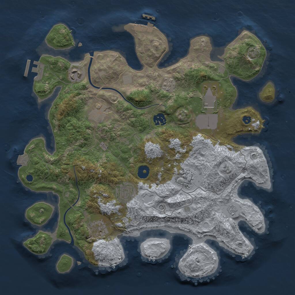 Rust Map: Procedural Map, Size: 3500, Seed: 859187957, 14 Monuments