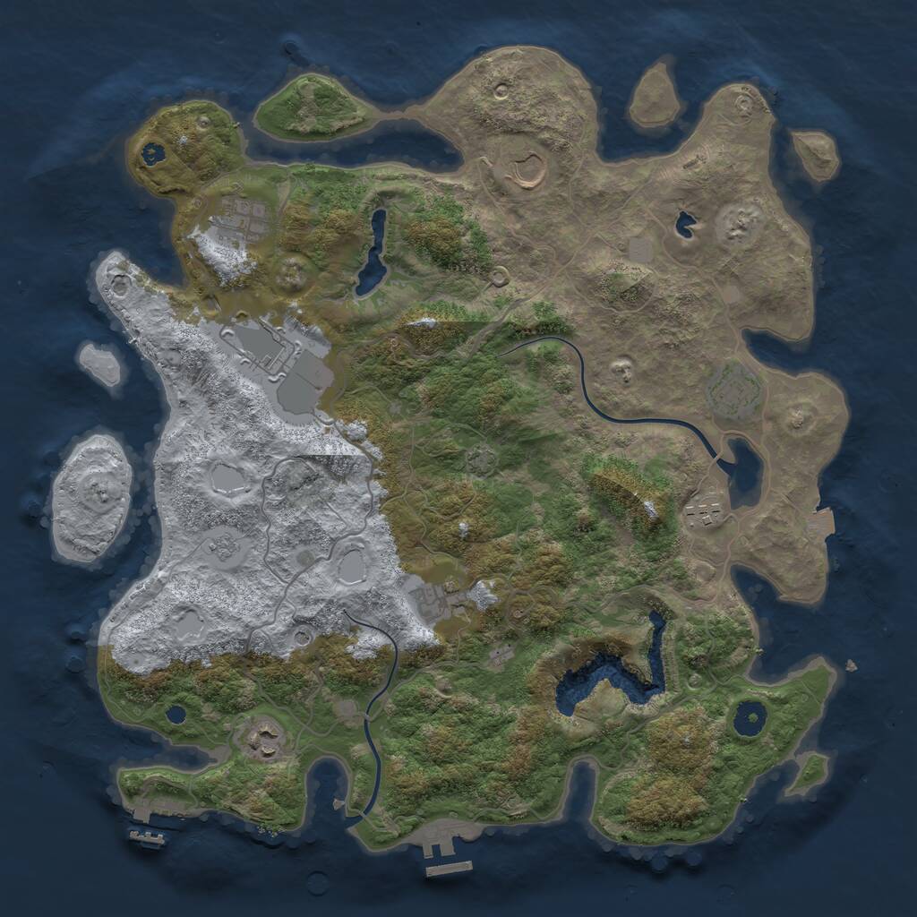 Rust Map: Procedural Map, Size: 4000, Seed: 457883544, 13 Monuments