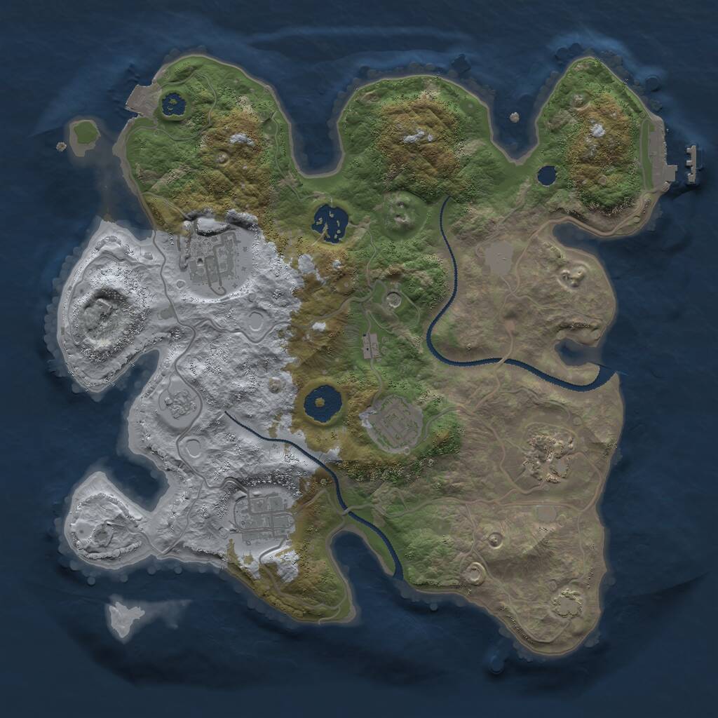 Rust Map: Procedural Map, Size: 3000, Seed: 1371582769, 10 Monuments