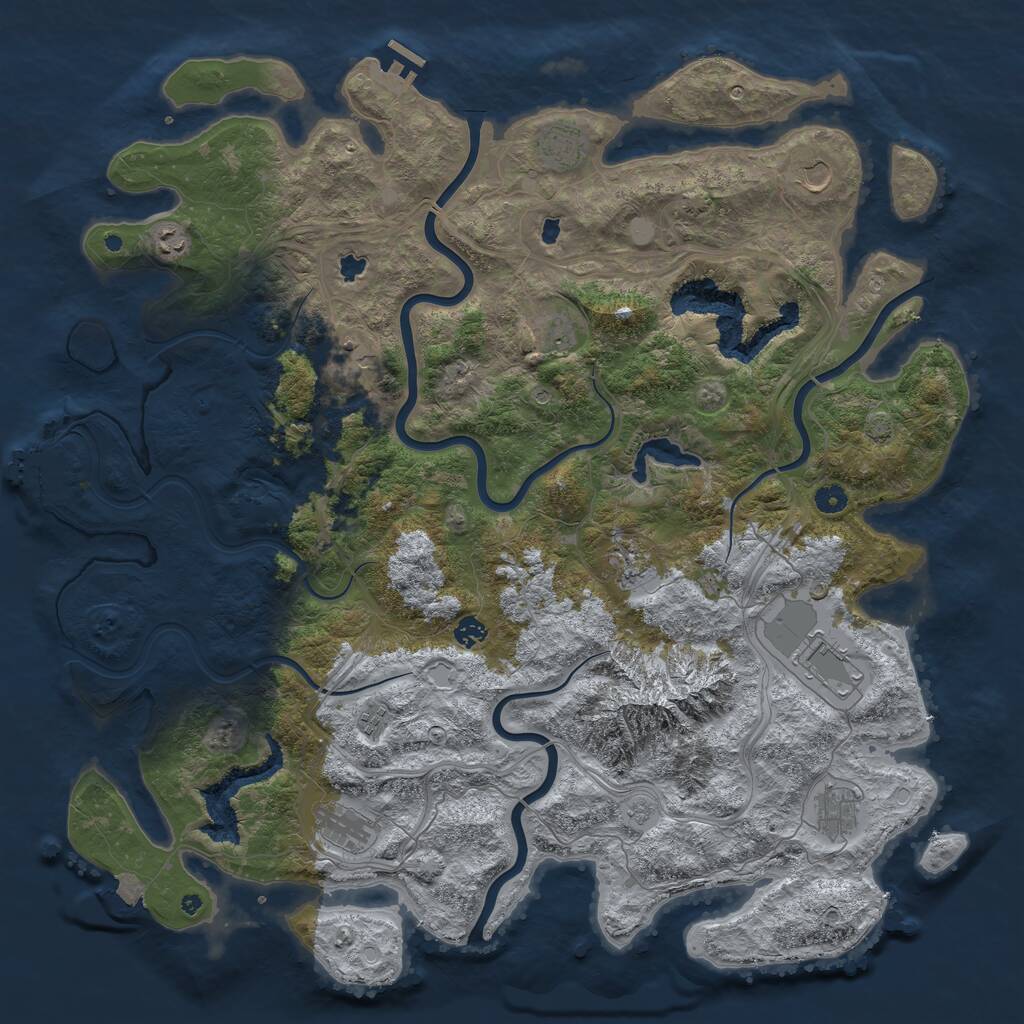 Rust Map: Procedural Map, Size: 5000, Seed: 1707266350, 17 Monuments