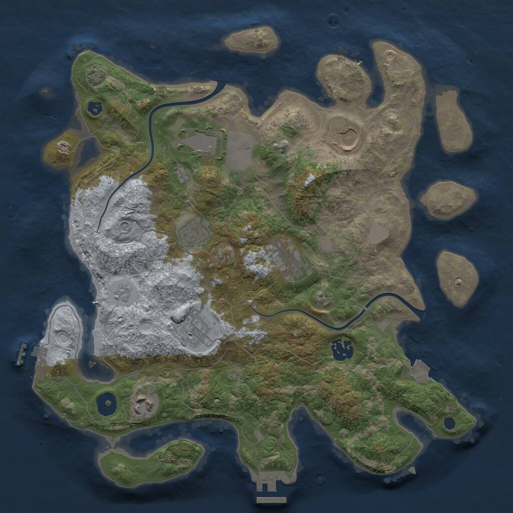 Rust Map: Procedural Map, Size: 3500, Seed: 2314445, 13 Monuments