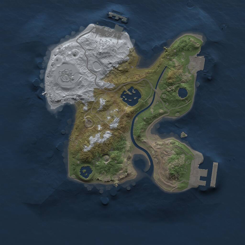 Rust Map: Procedural Map, Size: 2000, Seed: 1930306461, 5 Monuments