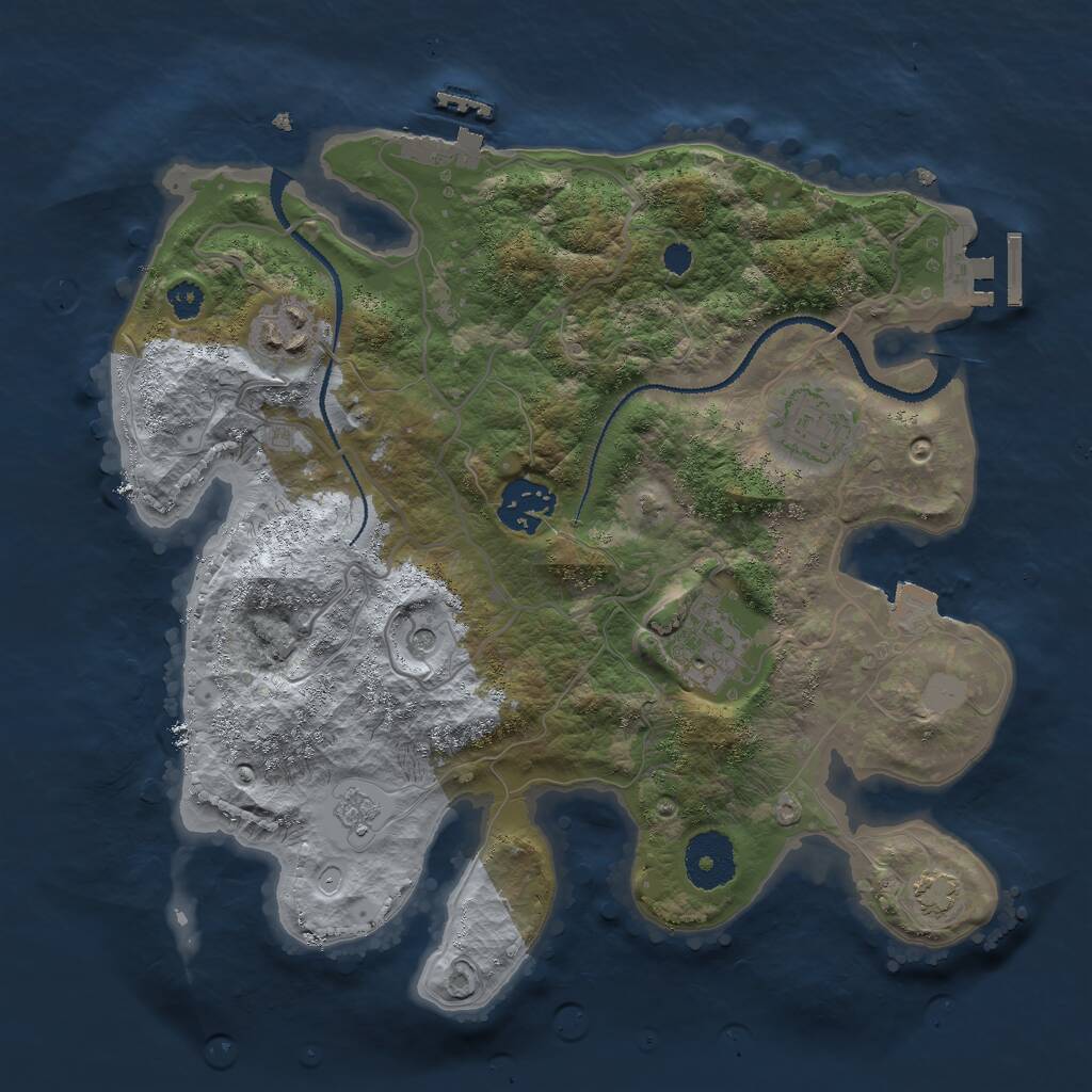 Rust Map: Procedural Map, Size: 3000, Seed: 1476268112, 10 Monuments