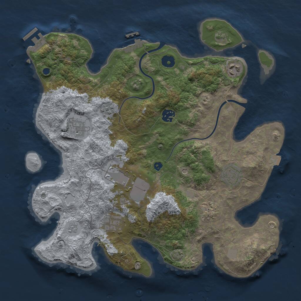 Rust Map: Procedural Map, Size: 3500, Seed: 480272300, 14 Monuments
