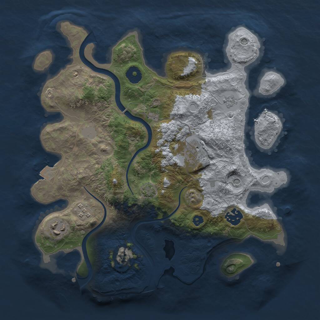 Rust Map: Procedural Map, Size: 3000, Seed: 58483, 8 Monuments