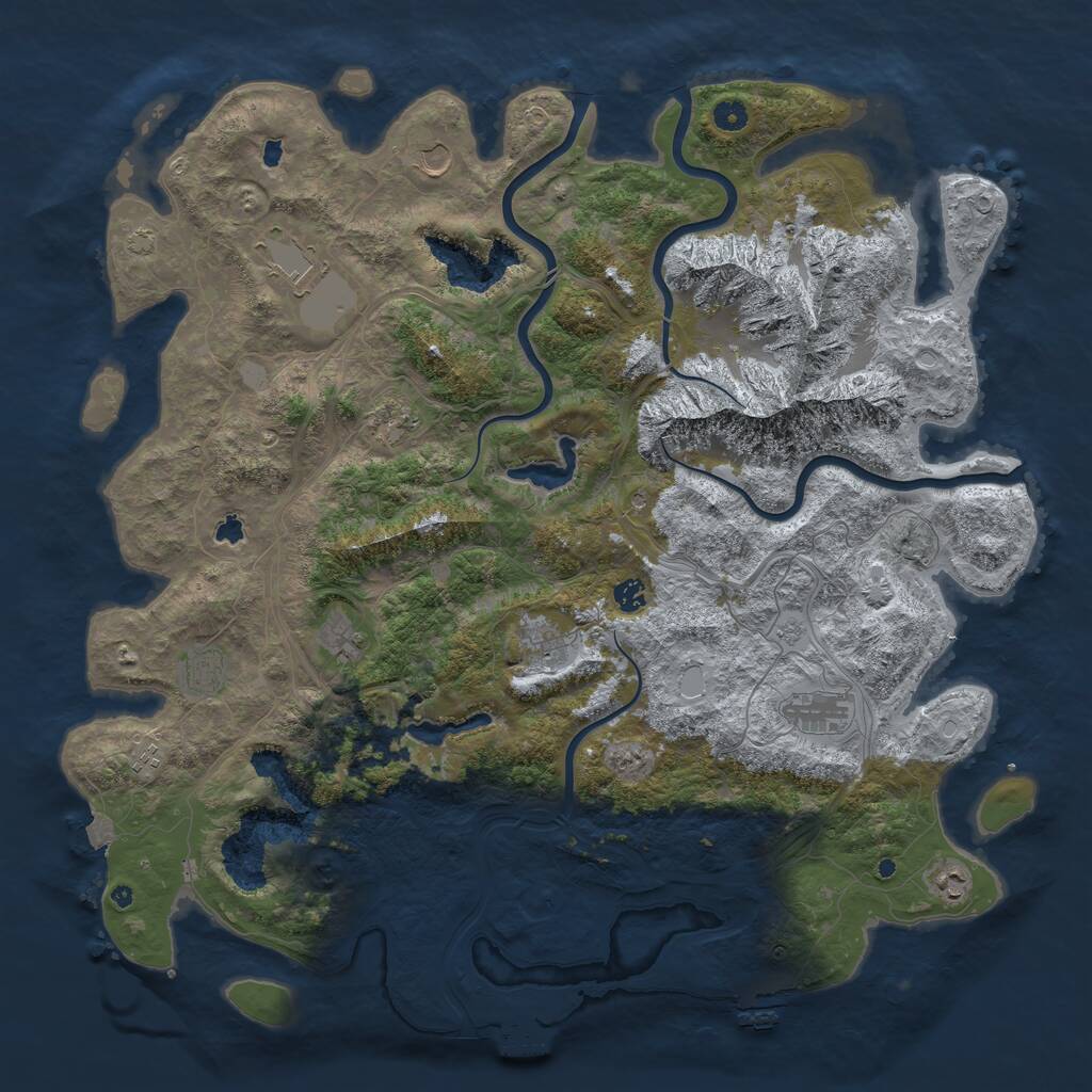 Rust Map: Procedural Map, Size: 5000, Seed: 1779105398, 16 Monuments